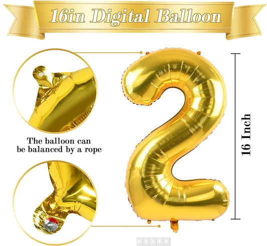 Foil number Balloons Party Decoration 16 inches (Golden)
