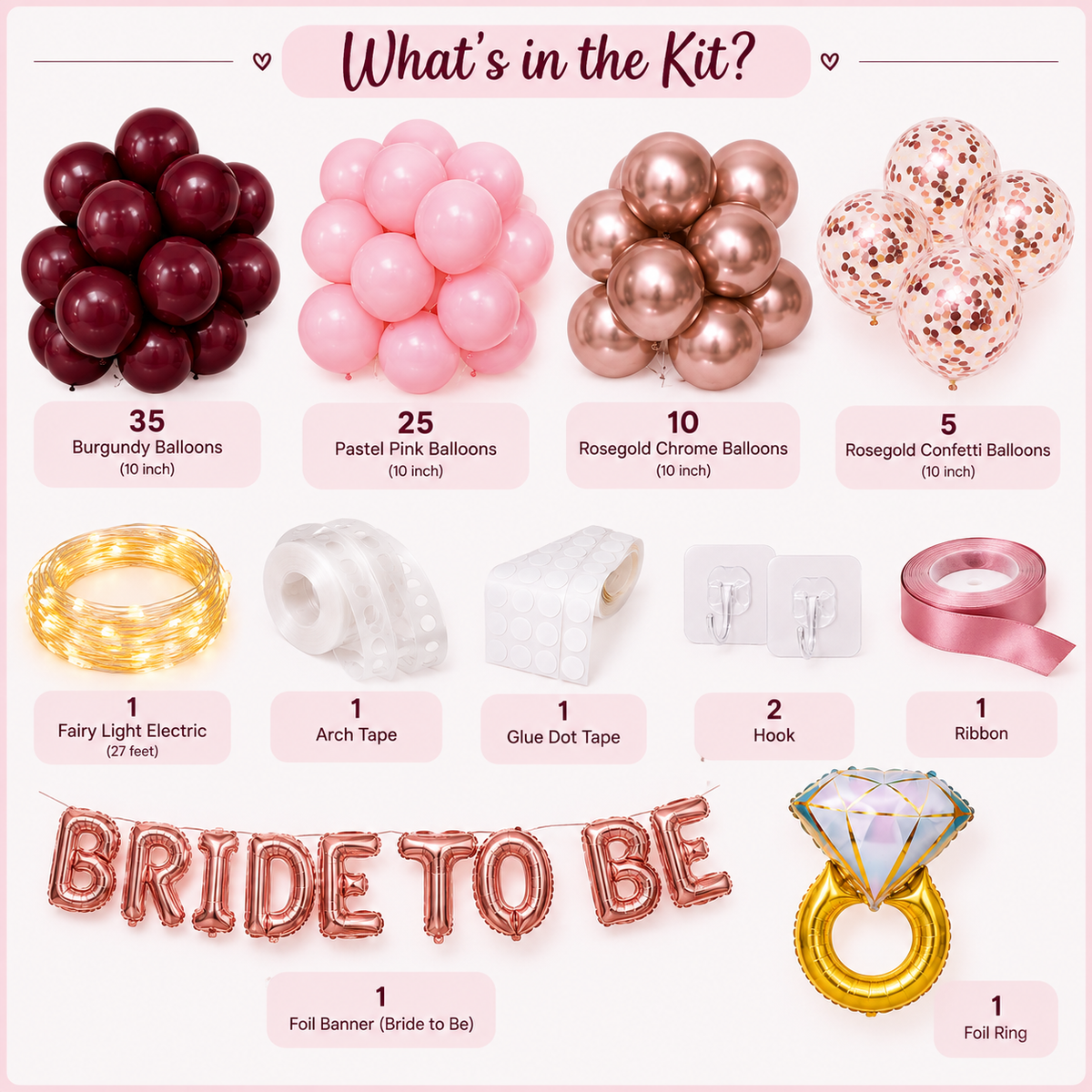Burgundy Bride To Be - 83 Pcs Kit