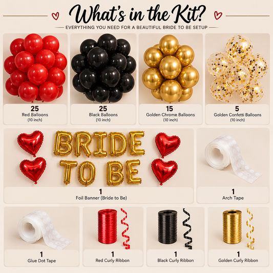 Black-Red-Gold Bride To Be - 80 pcs