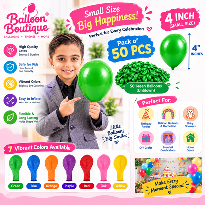 4 Inch Balloons - 50 Pcs Pack