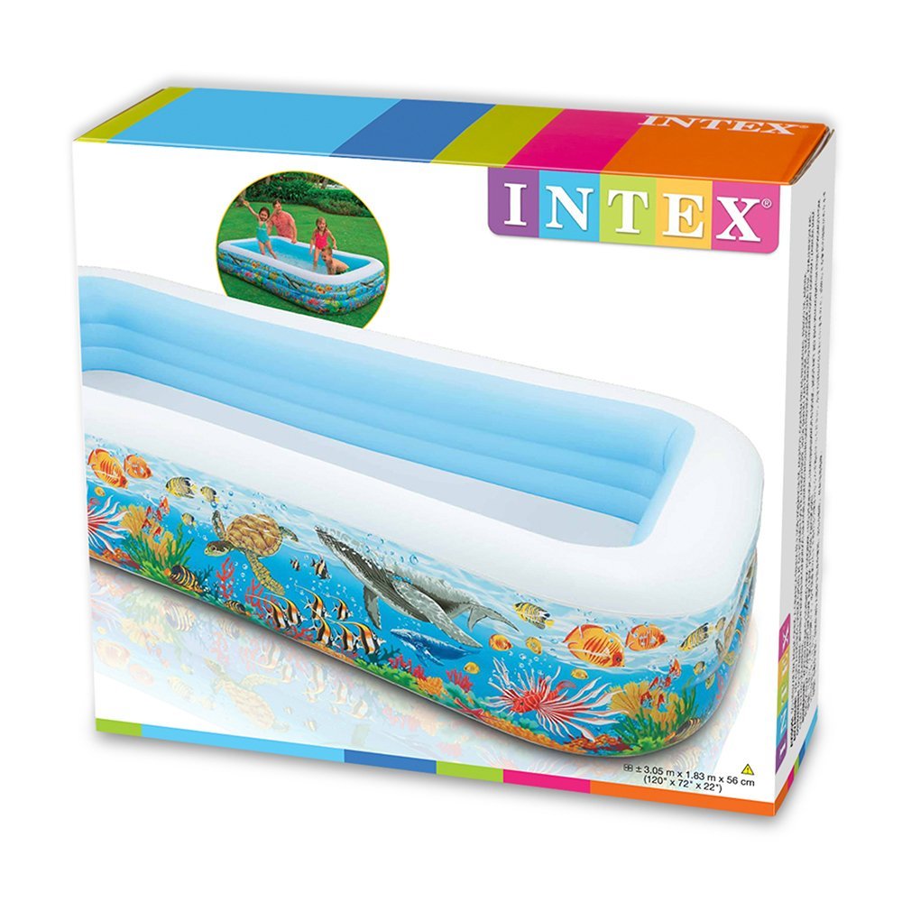 RECTANGULAR TROPICAL INFLATABLE FAMILY POOL (10 ft x 6 ft) (22 inches height)
