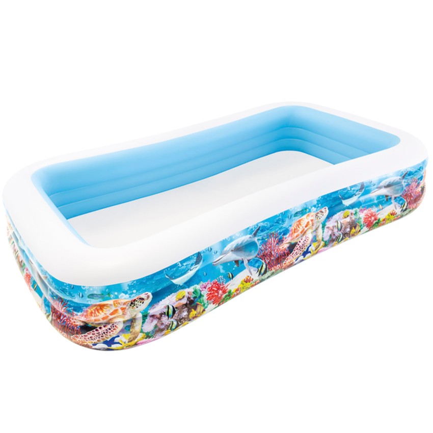 RECTANGULAR TROPICAL INFLATABLE FAMILY POOL (10 ft x 6 ft) (22 inches height)