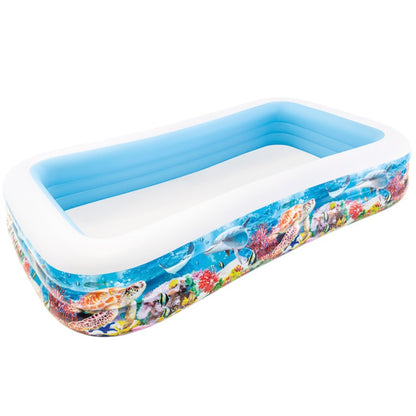 RECTANGULAR TROPICAL INFLATABLE FAMILY POOL (10 ft x 6 ft) (22 inches height)