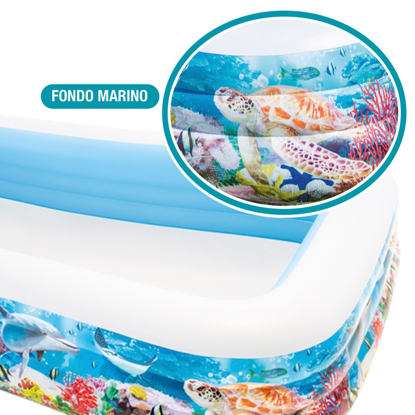 RECTANGULAR TROPICAL INFLATABLE FAMILY POOL (10 ft x 6 ft) (22 inches height)