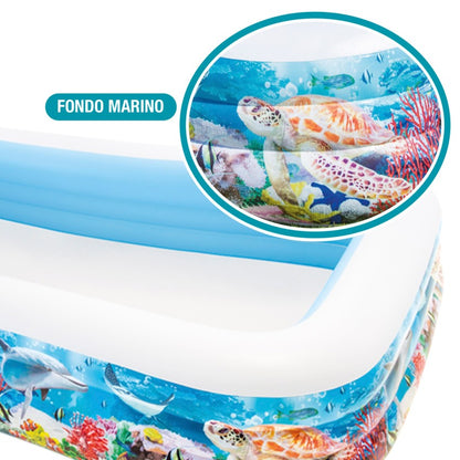 RECTANGULAR TROPICAL INFLATABLE FAMILY POOL (10 ft x 6 ft) (22 inches height)