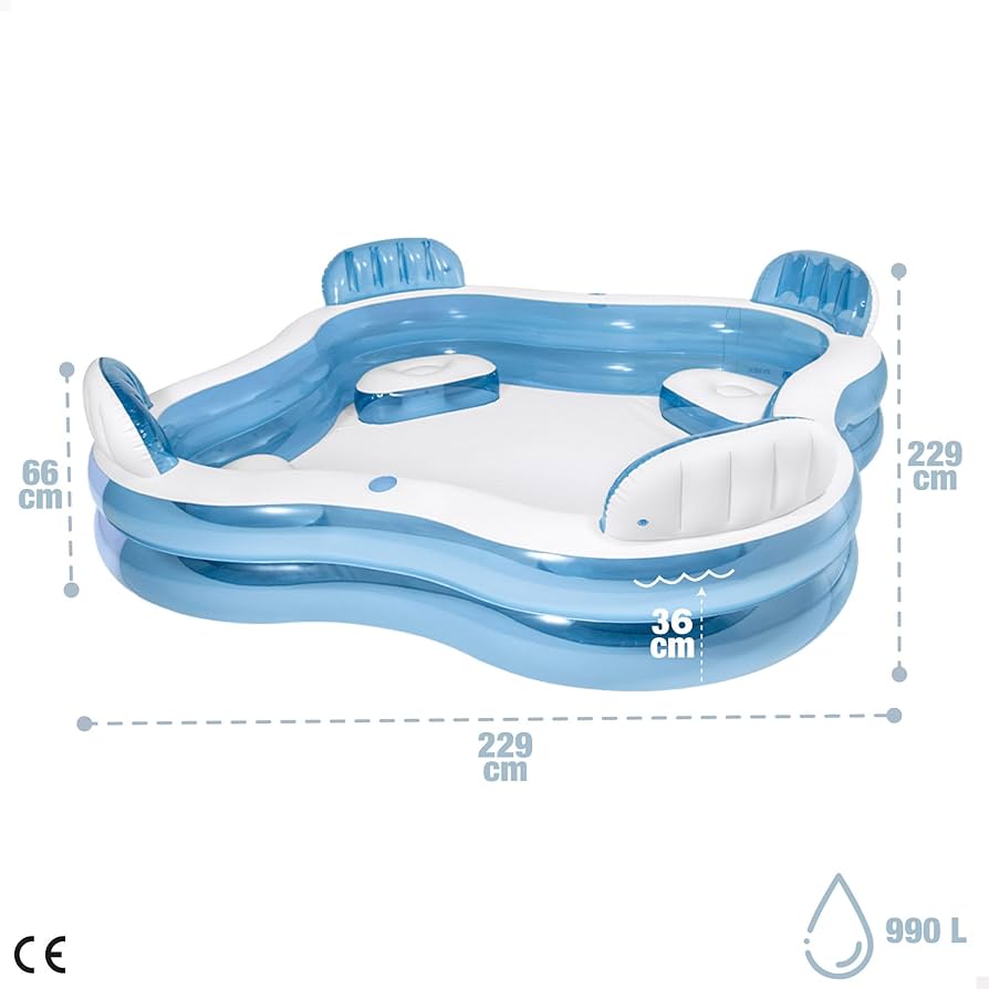 Swim Center Family Lounge Inflatable Pool, 90" X 90" X 26",(7.5 ft x 7.5 ft (26 inches height)