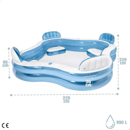 Swim Center Family Lounge Inflatable Pool, 90" X 90" X 26",(7.5 ft x 7.5 ft (26 inches height)