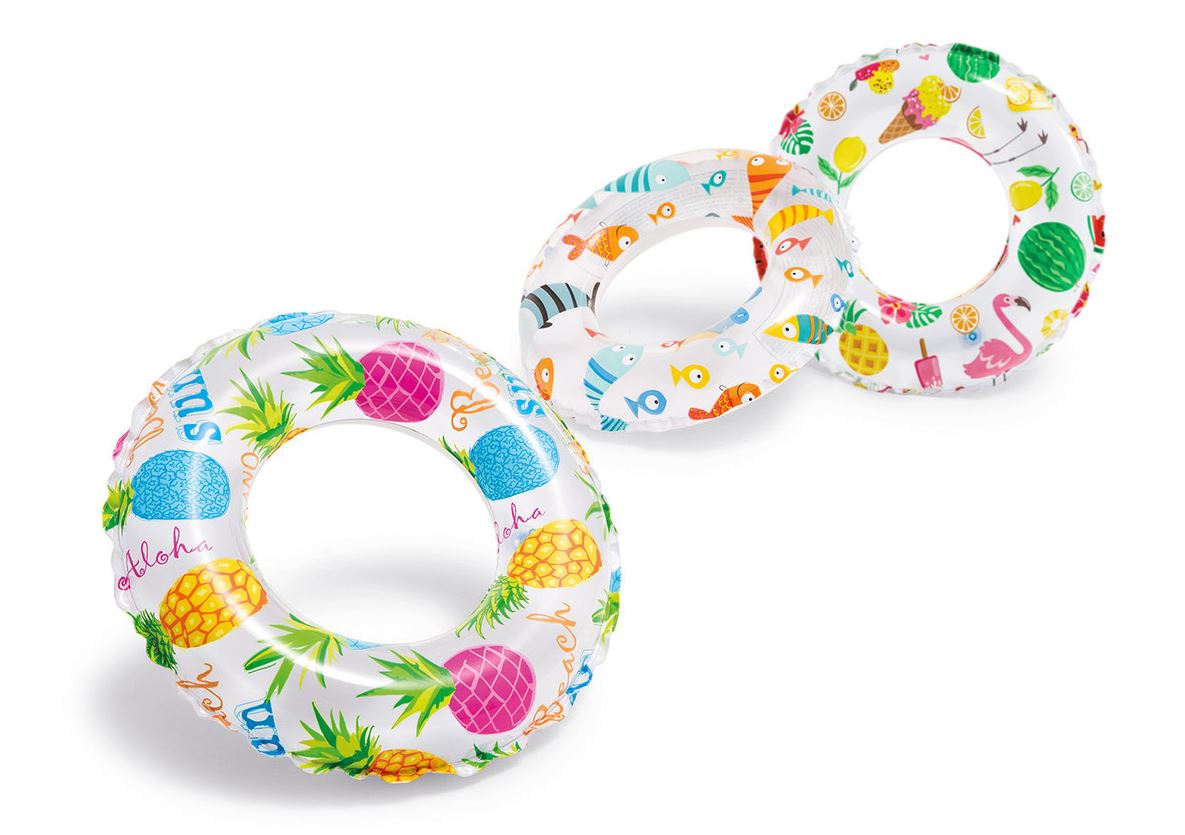 20 INCHES LIVELY PRINT INFLATABLE SWIM RING TUBE 51CM