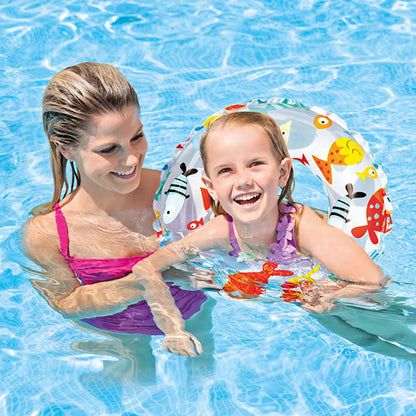 20 INCHES LIVELY PRINT INFLATABLE SWIM RING TUBE 51CM