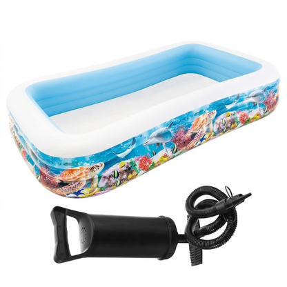 RECTANGULAR TROPICAL INFLATABLE FAMILY POOL (10 ft x 6 ft) (22 inches height)