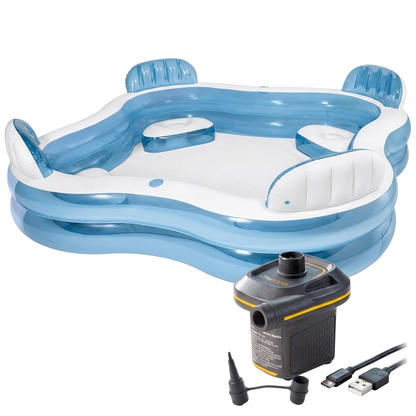Swim Center Family Lounge Inflatable Pool, 90" X 90" X 26",(7.5 ft x 7.5 ft (26 inches height)