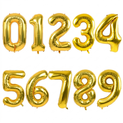 Foil number Balloons Party Decoration 16 inches (Golden)