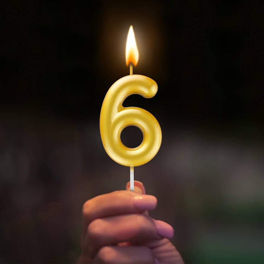 Golden 3D Number Candles for Birthday Cake