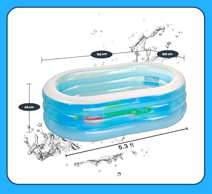 64 x 42 inches Inflatable Swimming Pool for Kids & Family 162x106x45 cm