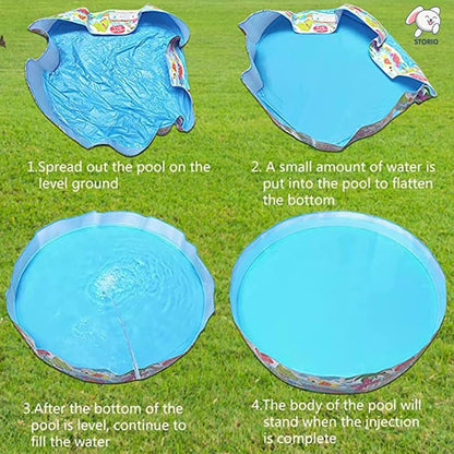 4 Feet Non-Inflatable Swimming Pool for Kids | No Air Pump Needed