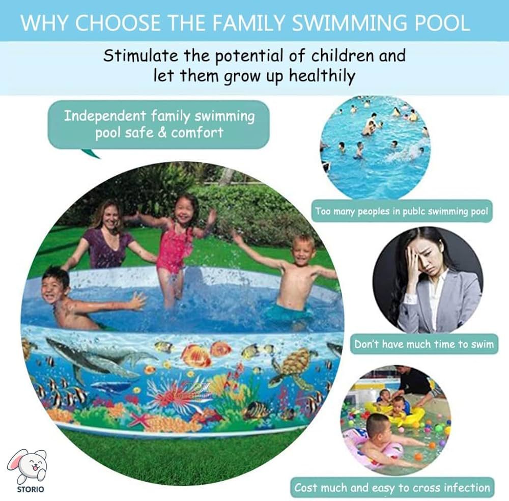 4 Feet Non-Inflatable Swimming Pool for Kids | No Air Pump Needed