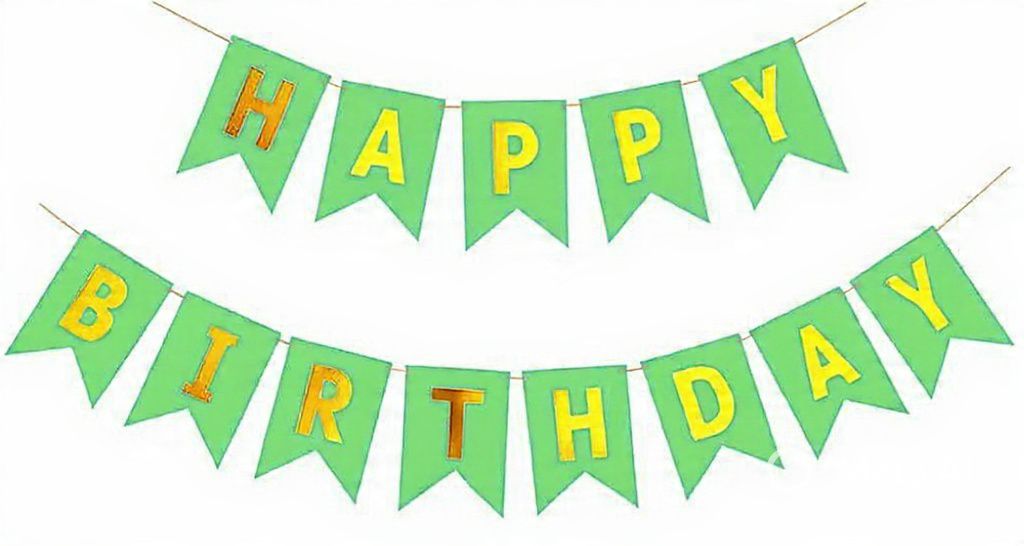 Happy Birthday Fishtail Cardstock Banner with Ribbon Reusable Party Backdrop