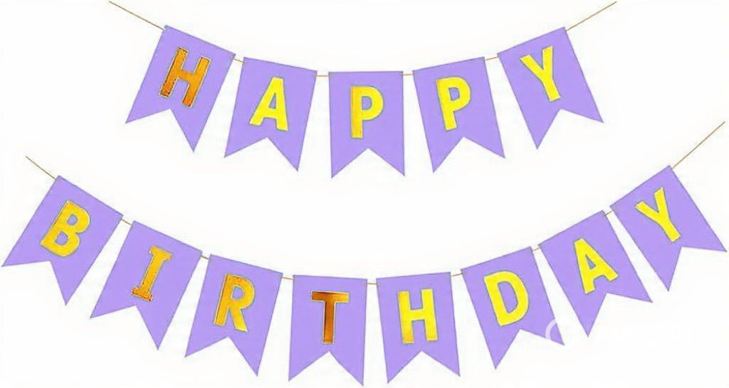 Happy Birthday Fishtail Cardstock Banner with Ribbon Reusable Party Backdrop