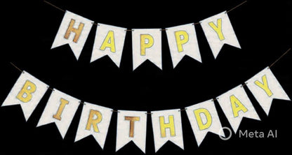 Happy Birthday Fishtail Cardstock Banner with Ribbon Reusable Party Backdrop
