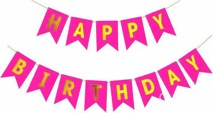 Happy Birthday Fishtail Cardstock Banner with Ribbon Reusable Party Backdrop