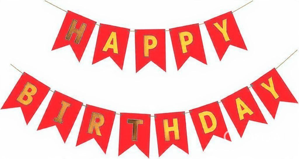 Happy Birthday Fishtail Cardstock Banner with Ribbon Reusable Party Backdrop