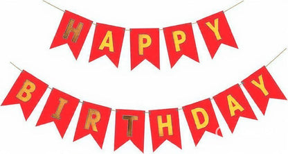 Happy Birthday Fishtail Cardstock Banner with Ribbon Reusable Party Backdrop