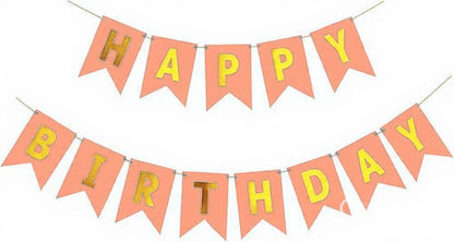 Happy Birthday Fishtail Cardstock Banner with Ribbon Reusable Party Backdrop