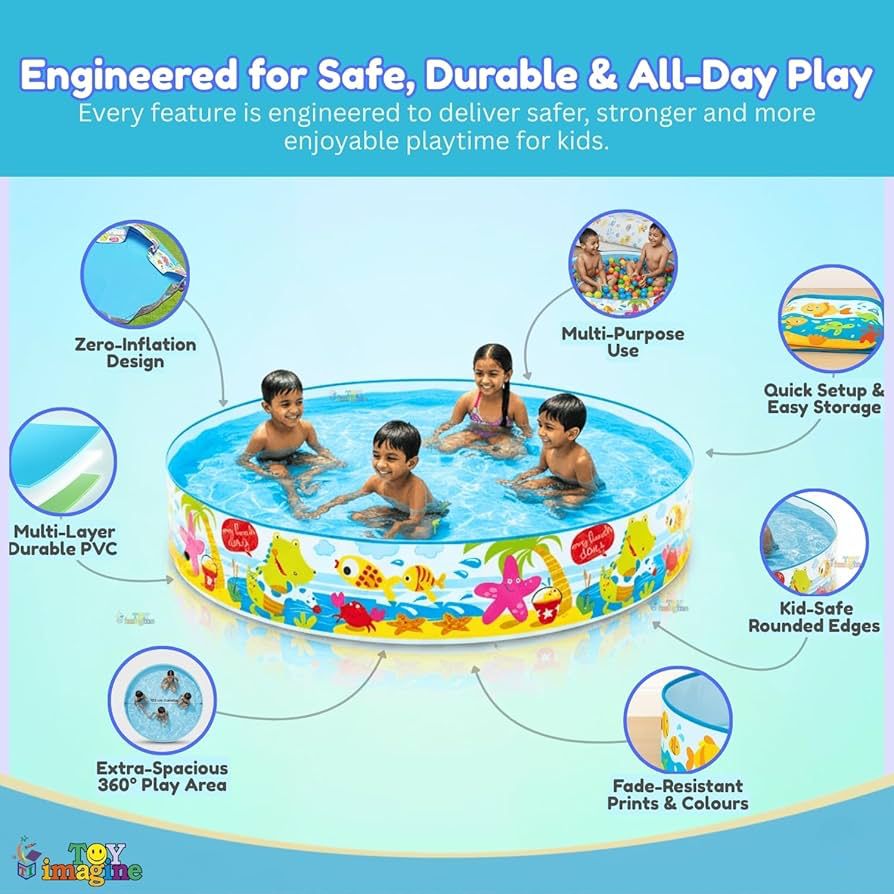 5 Feet Non-Inflatable Swimming Pool for Kids | No Air Pump Needed