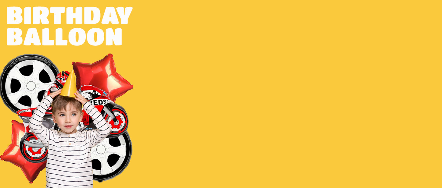 Propsicle Racing Car Birthday Party Decoration Kit - 104 Balloons Banner