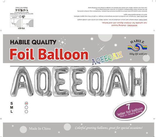 Aqeeqah Foil Balloon Set – 7 Silver Letter Balloons