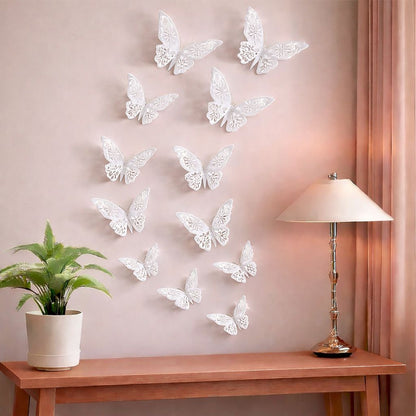 12 pec 3D Butterfly Wall & balloon Stickers for Elegant Home Decor