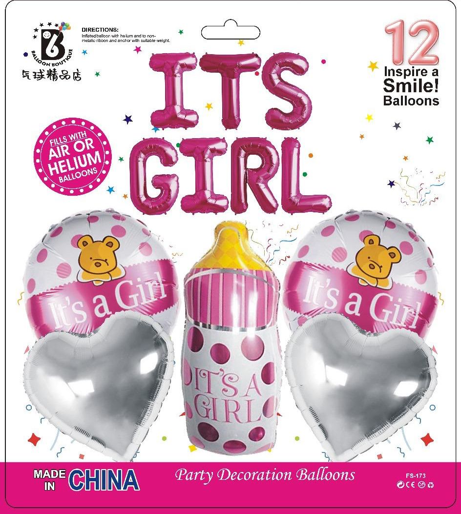It's a Girl Balloon Decoration Kit - 12 Pcs | Baby Girl Welcome Party Balloons