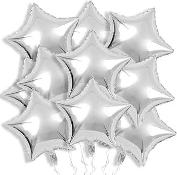 10 Pcs Black Star Shaped Mylar Helium Foil Metallic Balloon for Birthday Party Decorations