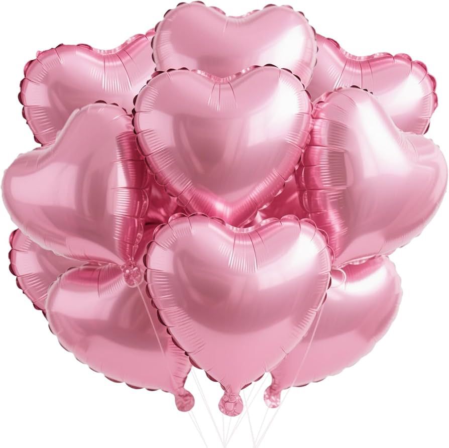 Heart Balloons, 12 Pcs Heart Shaped Foil Balloons for Valentines Day