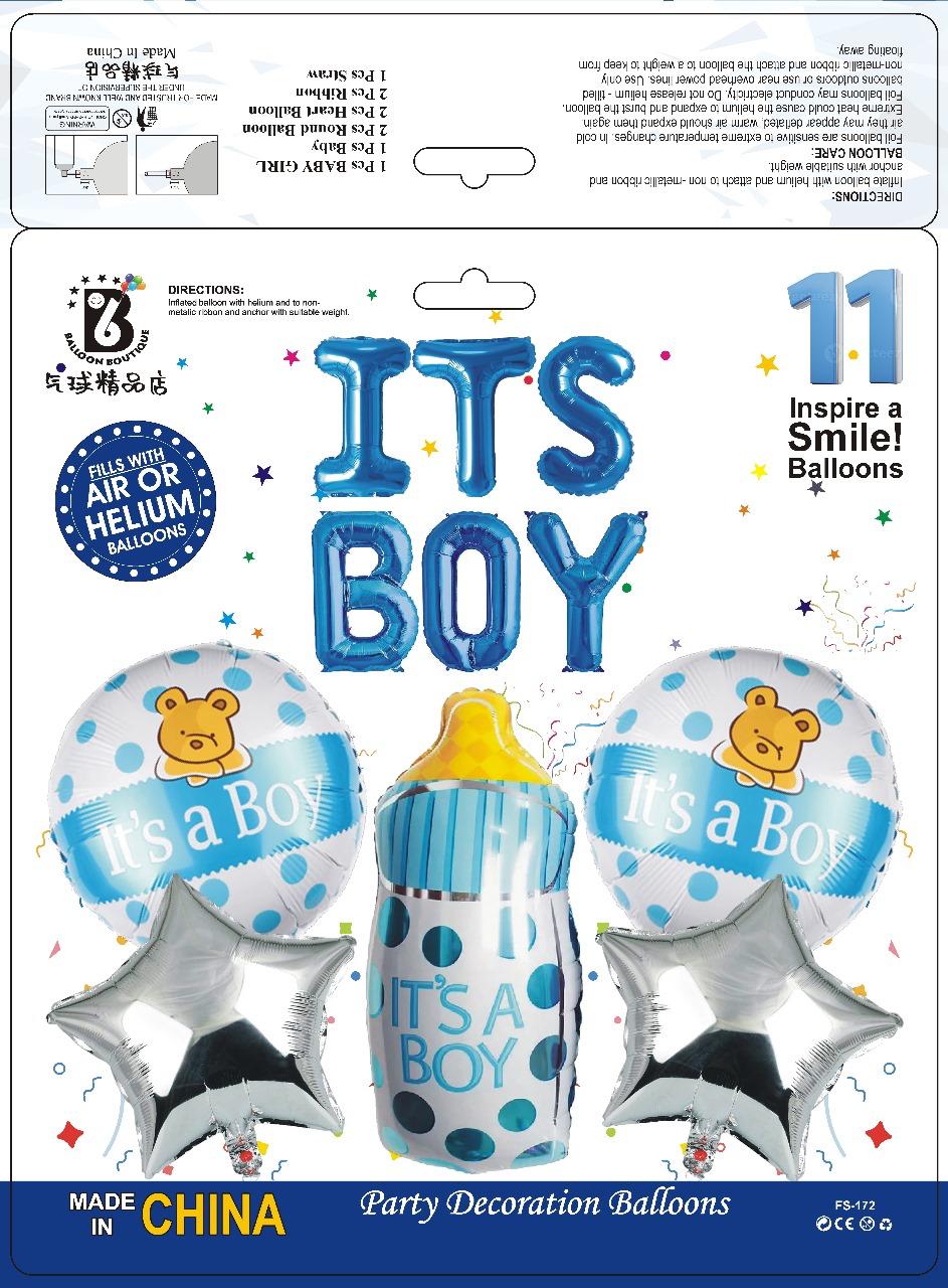 IT'S A BOY Balloon Set – 11 pcs Blue Baby Shower Decoration