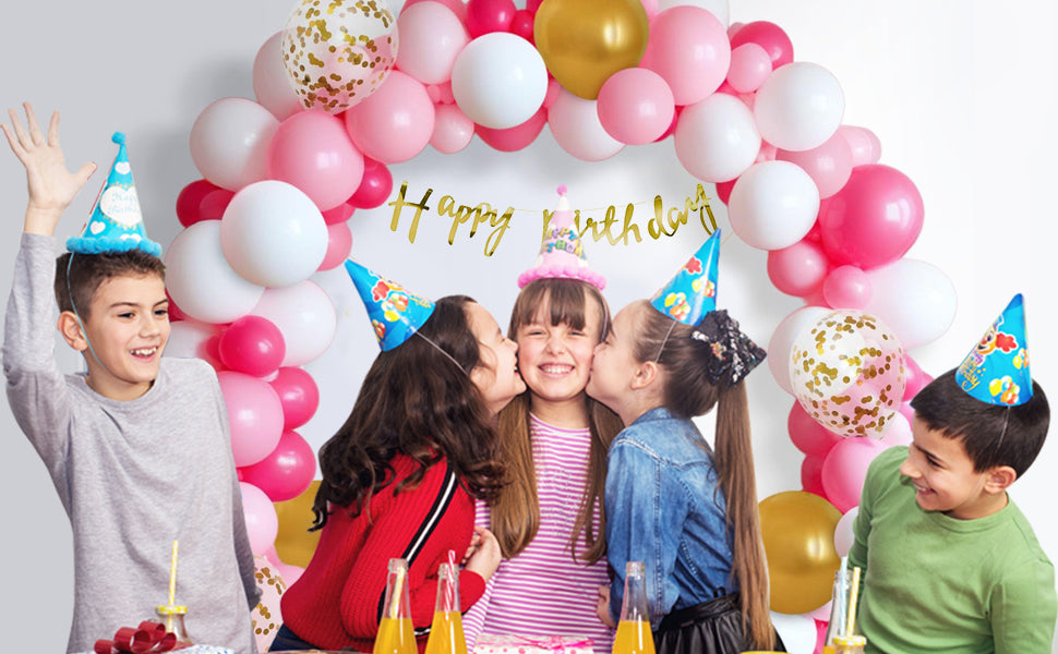 54-Piece Pink Happy Birthday Decoration Kit for Girls with Banner & Balloons