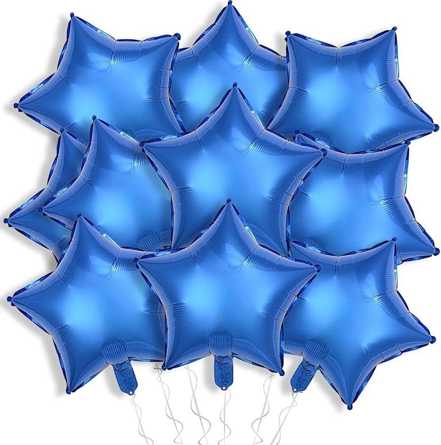 10 Pcs Black Star Shaped Mylar Helium Foil Metallic Balloon for Birthday Party Decorations