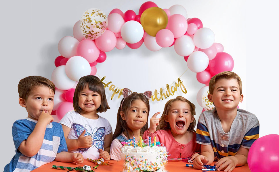 54-Piece Pink Happy Birthday Decoration Kit for Girls with Banner & Balloons