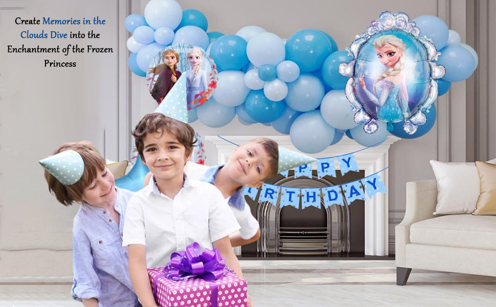 Party Town Frozen Princess 48-Piece Balloon Kit with Foil & Blue Latex