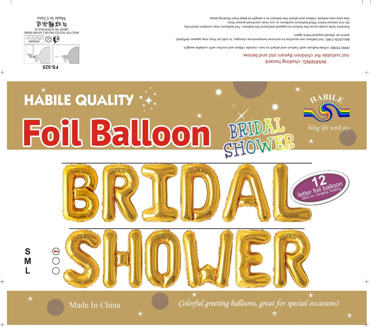 Bridal Shower Foil Balloon Set – 12 Golden Letter Balloons