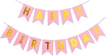 Happy Birthday Fishtail Cardstock Banner with Ribbon Reusable Party Backdrop