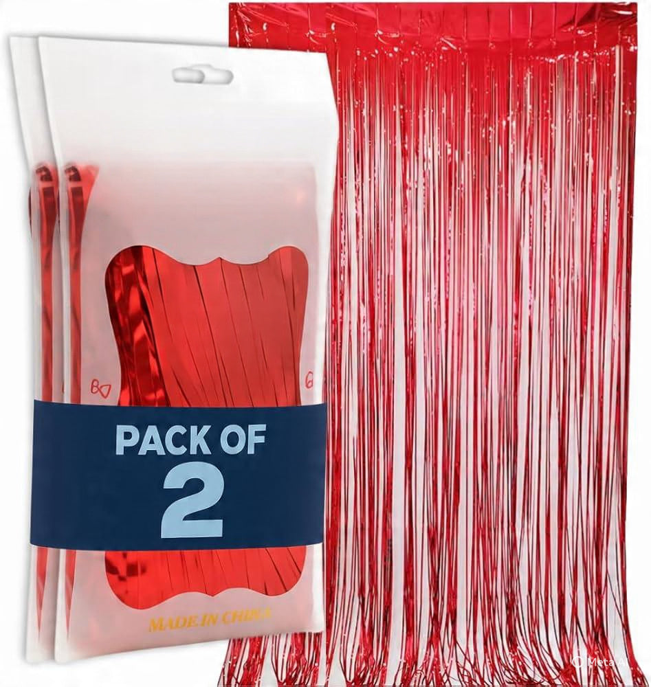 Foil Fringe Curtain Backdrop for Party Decoration - 2 Pc