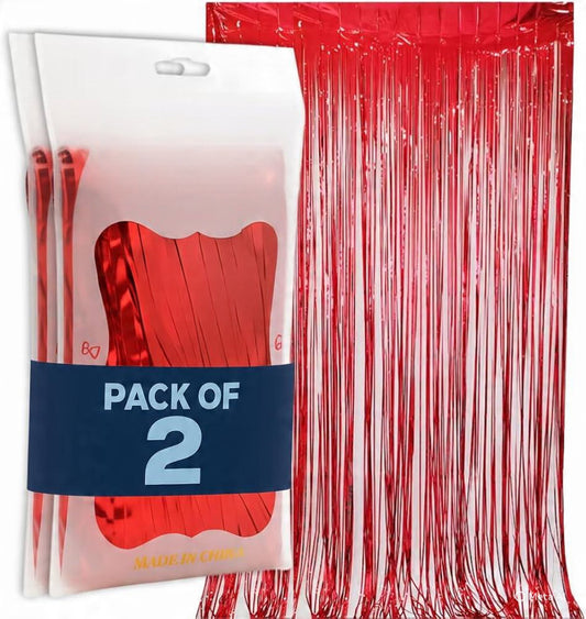 Foil Fringe Curtain Backdrop for Party Decoration - 2 Pc