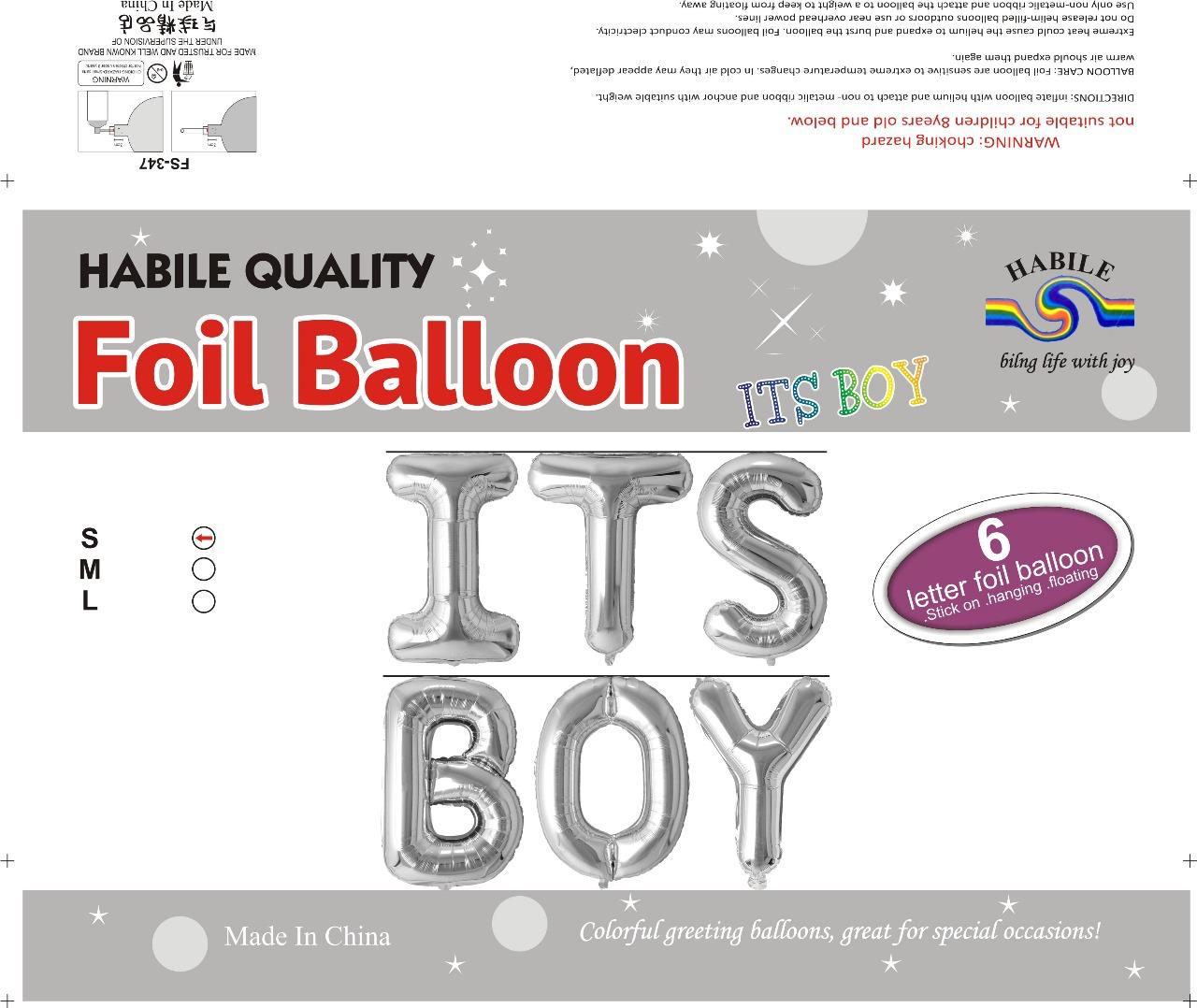 ITS BOY Foil Balloon Set – 6 Letter Silver Balloons