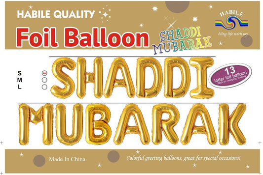 Shaddi Mubarak Foil Balloon Set - 13 Letter