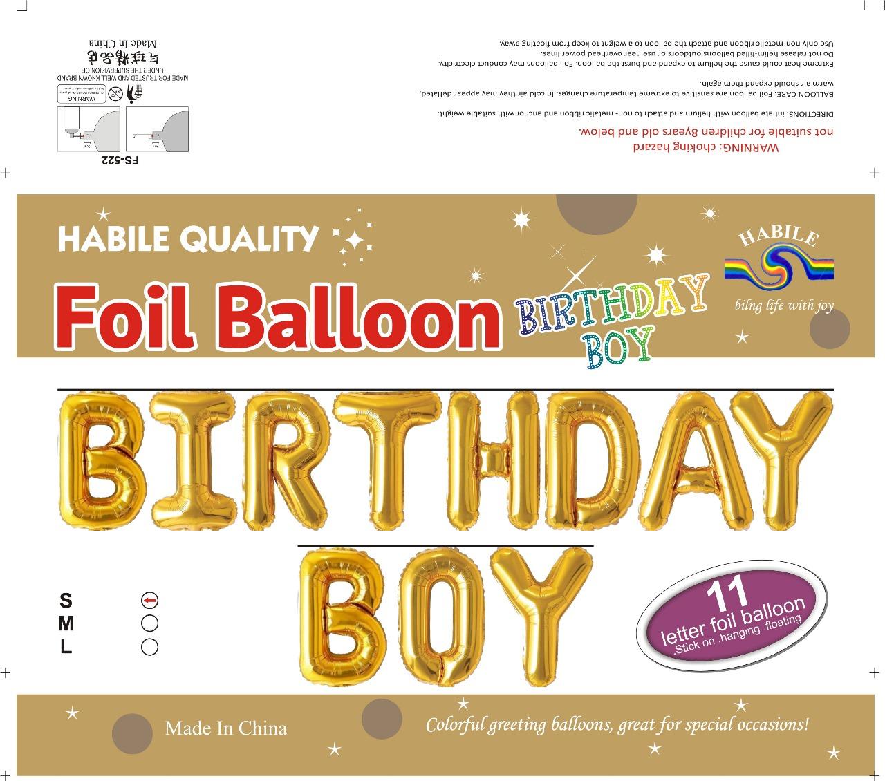 Birthday Boy Foil Balloon Set – 11 Golden Letter Balloons