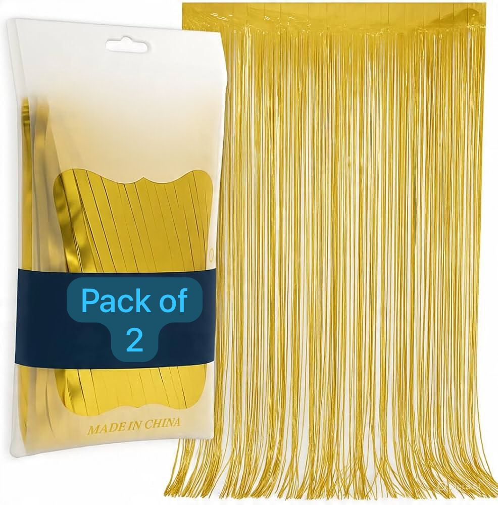 Foil Fringe Curtain Backdrop for Party Decoration - 2 Pc