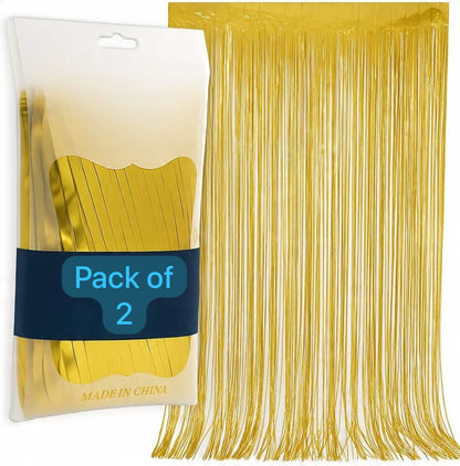 Foil Fringe Curtain Backdrop for Party Decoration - 2 Pc