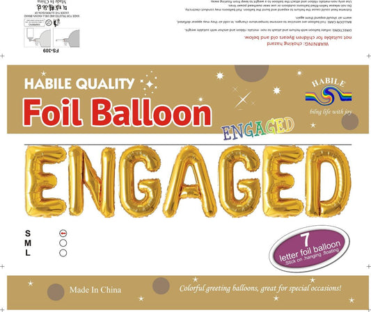 Engaged Foil Balloon Set – 7 Letter Golden