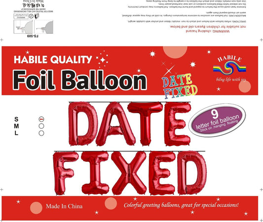 Date Fixed Foil Balloon Set – 9 Red Letter Balloons